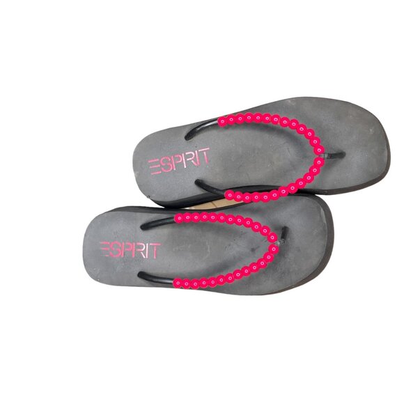 Vintage 00s Y2K Esprit Women's 9 Black Foam Chunky Bead Platform Sandals Shoes - Picture 5 of 6